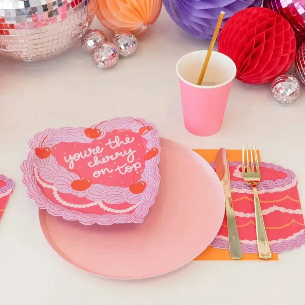 NWT You're The Cherry On Top Vintage Cake Dessert Plates, 16pk.